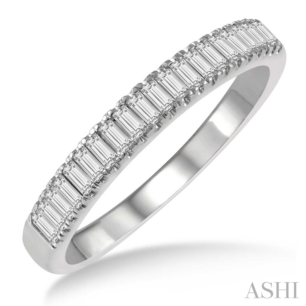 1/3 Ctw Stackable Baguette Diamond Fashion Band in 14K White Gold