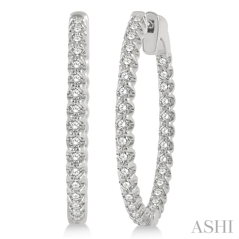 Ashi 1ctw Inside-Out Diamond Hoop Earrings