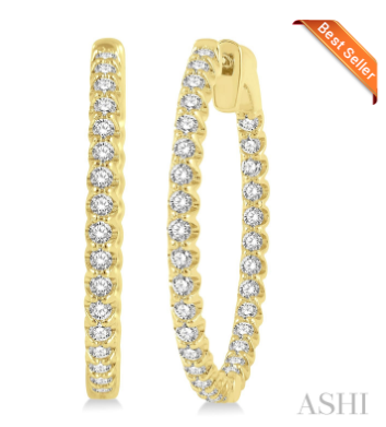 Ashi 1ctw Inside-Out Diamond Hoop Earrings