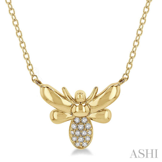 1/20 Ctw Bumble Bee Round Cut Diamond Petite Fashion Pendant With Chain in 10K Yellow Gold