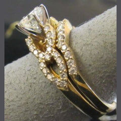 A 14k yellow gold bridal set 