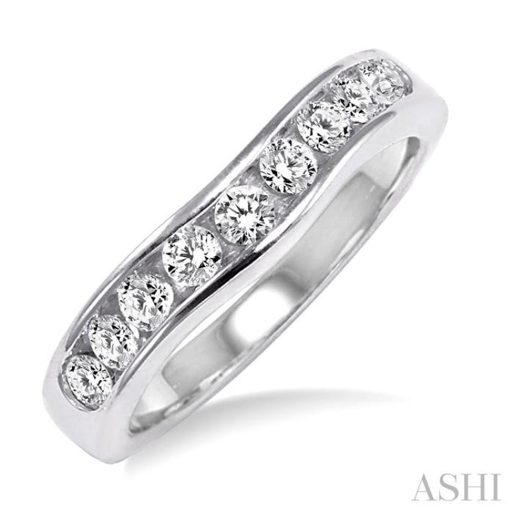 1/2 Ctw Round Diamond Matching Wedding Band in 14K White Gold