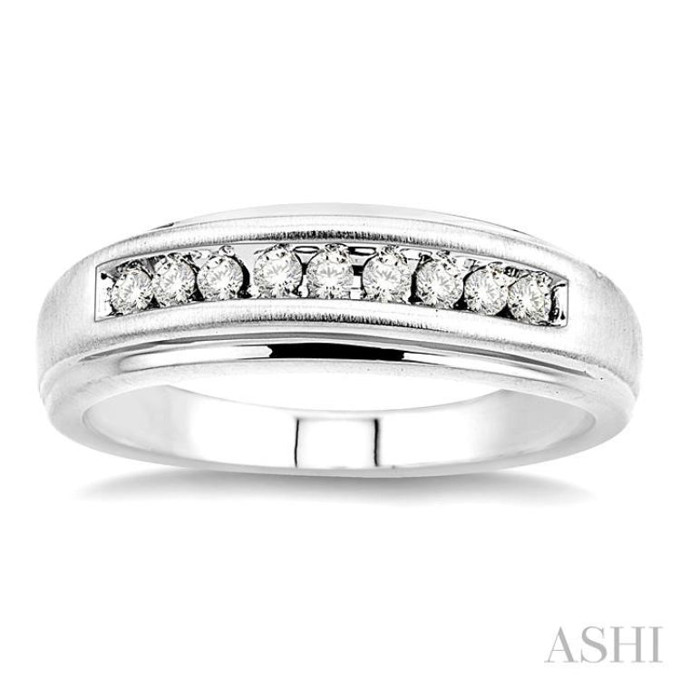 1/6 Ctw Round Diamond Men's Ring in 10K White Gold