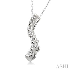 1/10 ctw Swirl Journey Diamond Pendant in 10K White Gold with Chain