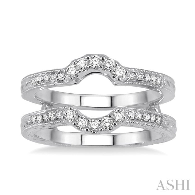 1/4 Ctw Round Cut Diamond Insert Ring in 14K White Gold