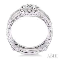 1/4 Ctw Round Cut Diamond Insert Ring in 14K White Gold