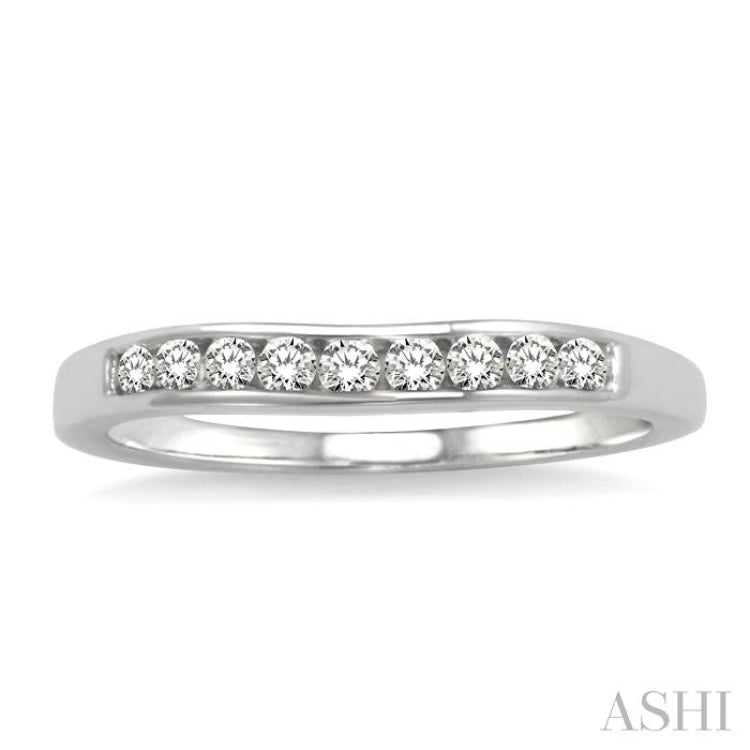 1/4 Ctw V Shape Round Cut Diamond Matching Wedding Band in 14K White Gold