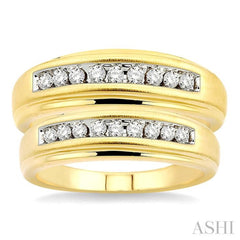 1/3 Ctw Round Cut Diamond Duos Ring Set in 14K Yellow Gold