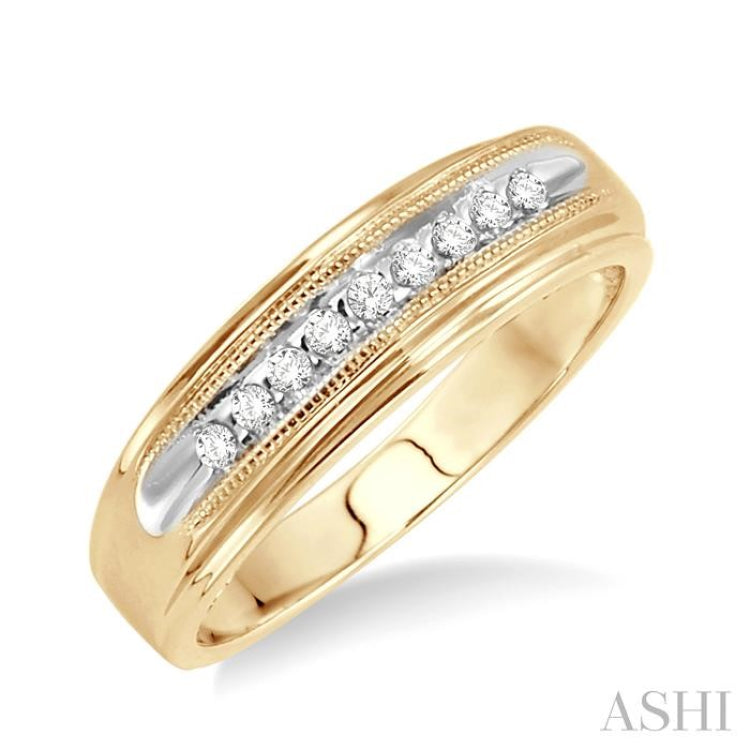 1/8 Ctw Round Cut Diamond Men's Ring in 14K Yellow Gold