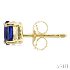 5x3 MM Oval Cut Sapphire Stud Earrings in 14K Yellow Gold