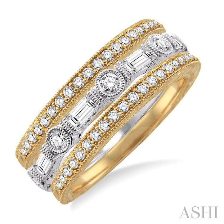 7/8 Ctw Diamond Wedding Set in 14K Yellow and White gold