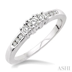 1/4 Ctw Nine Stone Round Cut Diamond Engagement Ring in 14K White Gold