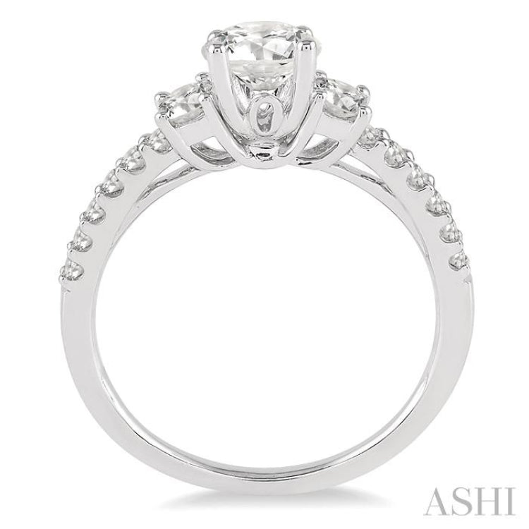 3/4 Ctw Diamond Engagement Ring with 1/3 Ct Round Cut Center Stone in 14K White Gold