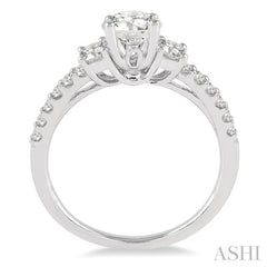 3/4 Ctw Diamond Engagement Ring with 1/3 Ct Round Cut Center Stone in 14K White Gold