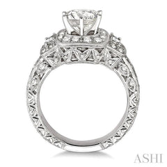 1 Ctw Diamond Semi-Mount Engagement Ring in 14K White Gold