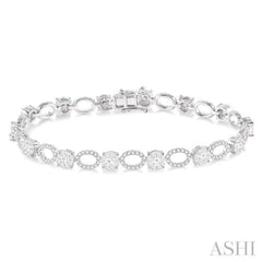 3 1/3 Ctw Lovebright Round Cut Diamond Bracelet in 14K White Gold