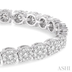 5 1/3 Ctw Round Cut Diamond Lovebright Tennis Bracelet in 14K White Gold