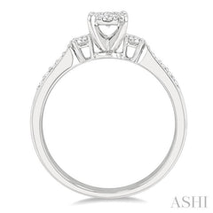 1/3 Ctw Round Cut Diamond Lovebright Engagement Ring in 14K White Gold