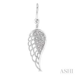1/20 Ctw Round Cut Diamond Angel Wings Diamond Earrings in Sterling Silver
