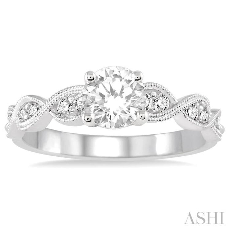 1/4 Ctw Diamond Semi-mount Engagement Ring in 14K White Gold