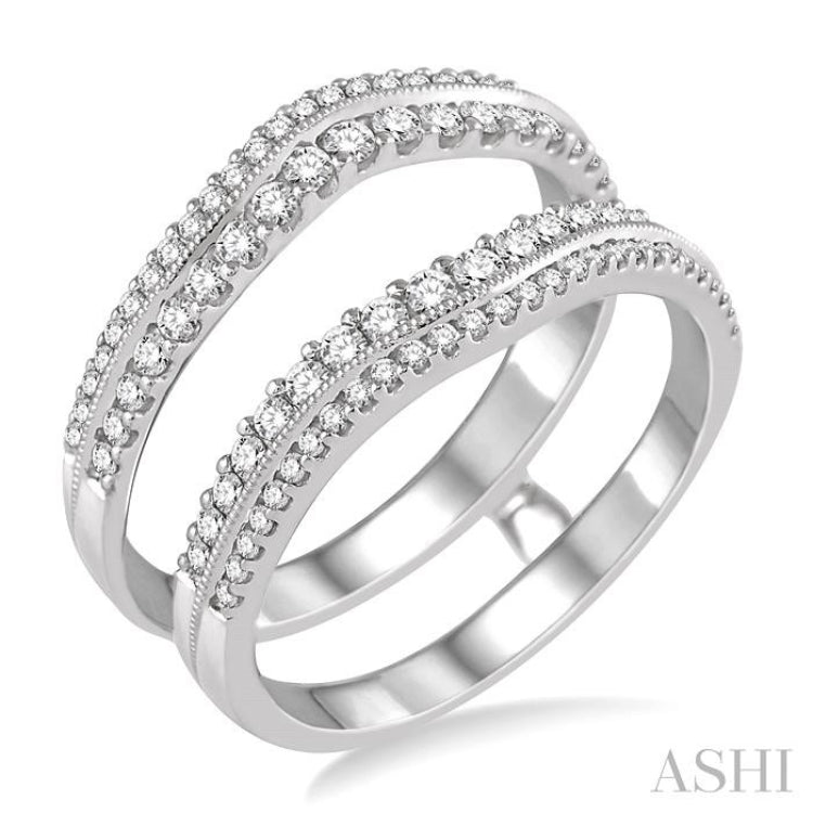 5/8 Ctw Round Cut Diamond Insert Ring in 14K White Gold