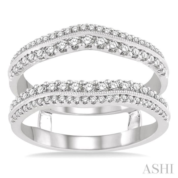 5/8 Ctw Round Cut Diamond Insert Ring in 14K White Gold