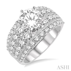 2 1/10 Ctw Diamond Semi-mount Engagement Ring in 14K White Gold