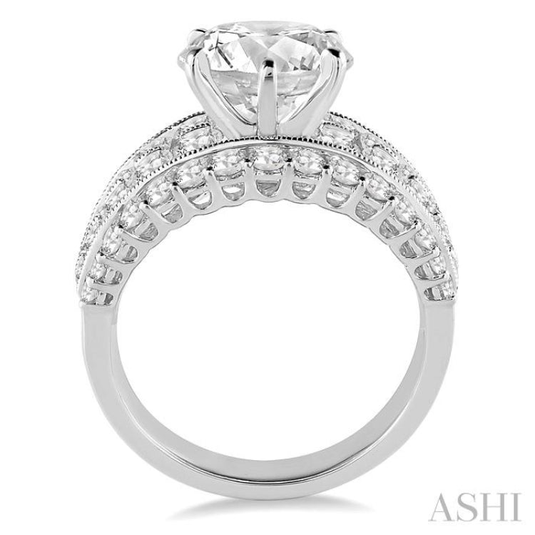 2 1/10 Ctw Diamond Semi-mount Engagement Ring in 14K White Gold