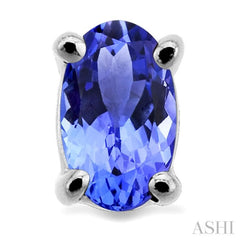 5x3 MM Oval Cut Tanzanite Stud Earrings in 14K White Gold