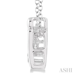 1/50 Ctw Round Cut Diamond Emotion Mom Pendant in Sterling Silver with Chain