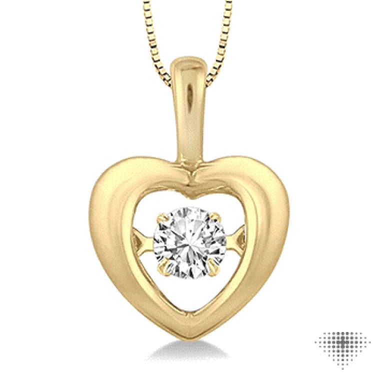 1/20 Ctw Round Cut Diamond Emotion Pendant in 10K Yellow Gold with Chain