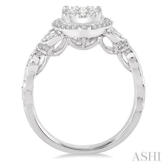 5/8 Ctw Diamond Lovebright Engagement Ring in 14K White Gold