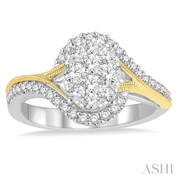 3/4 Ctw Diamond Lovebright Ring in 14K White and Yellow Gold