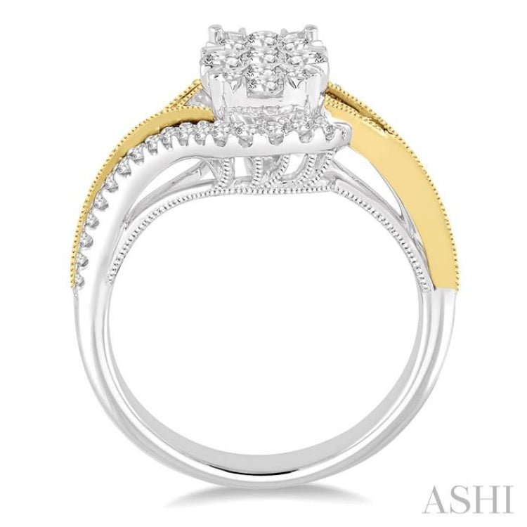 3/4 Ctw Diamond Lovebright Ring in 14K White and Yellow Gold