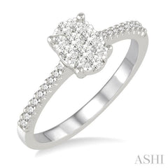 3/8 Ctw Oval Shape Diamond Lovebright Ring in 14K White Gold