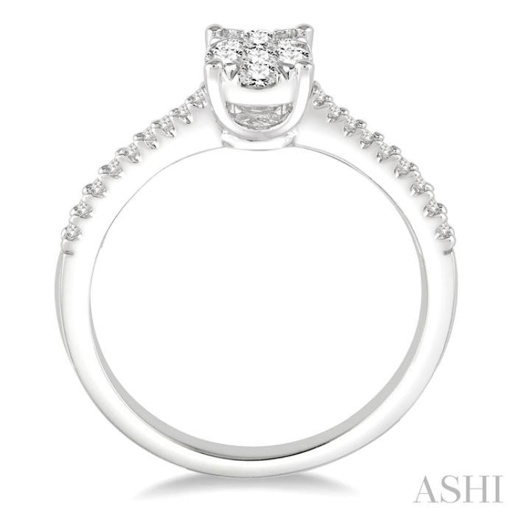 3/8 Ctw Oval Shape Diamond Lovebright Ring in 14K White Gold