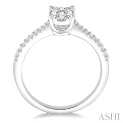 3/8 Ctw Oval Shape Diamond Lovebright Ring in 14K White Gold