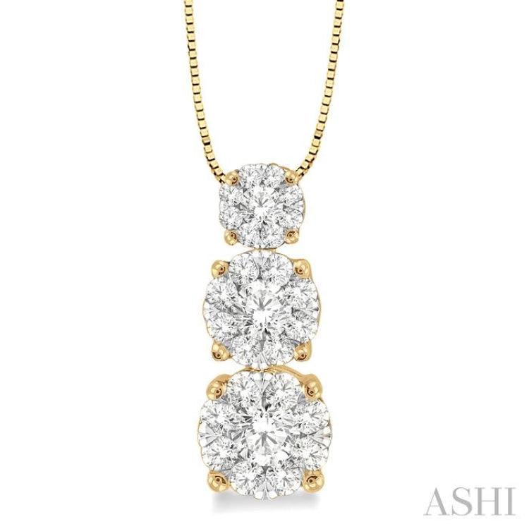 1/3 Ctw Diamond Lovebright Pendant in 14K Yellow and White Gold with Chain