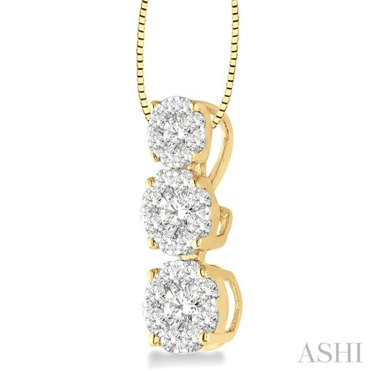 1/3 Ctw Diamond Lovebright Pendant in 14K Yellow and White Gold with Chain