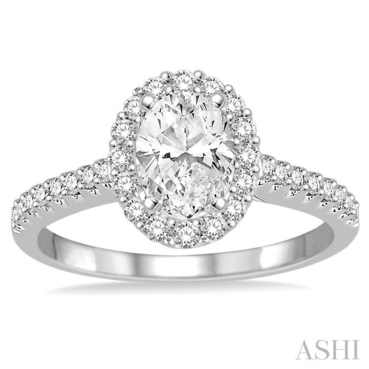 1/3 Ctw Round Cut Diamond Semi-Mount Engagement Ring in 14K White Gold