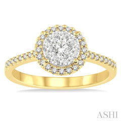 1/2 Ctw Round Shape Diamond Lovebright Ring in 14K Yellow and White Gold