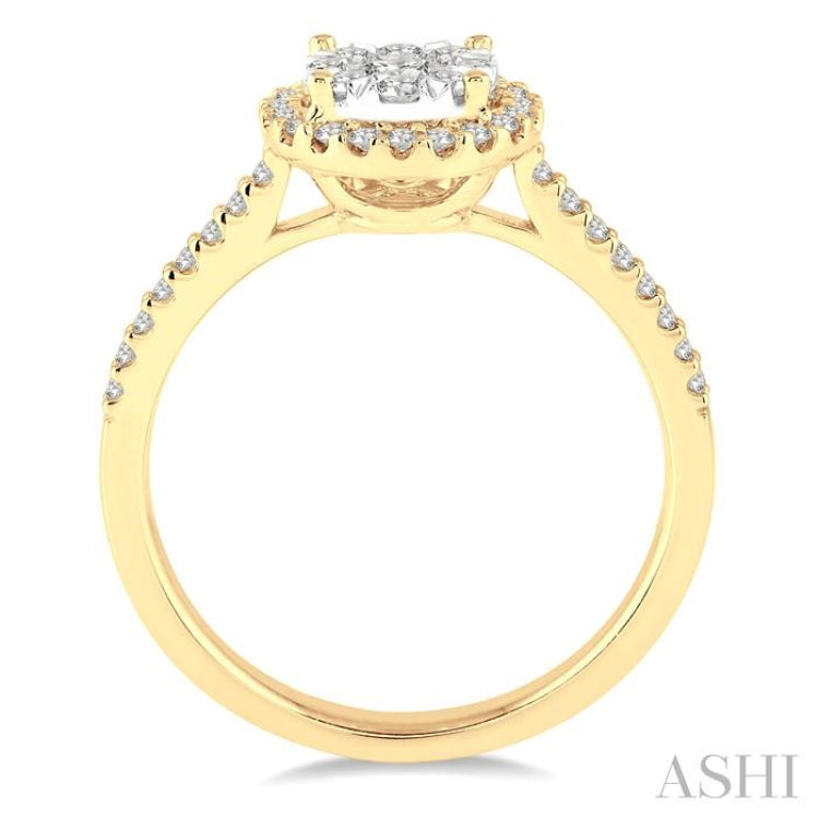 1/2 Ctw Round Shape Diamond Lovebright Ring in 14K Yellow and White Gold