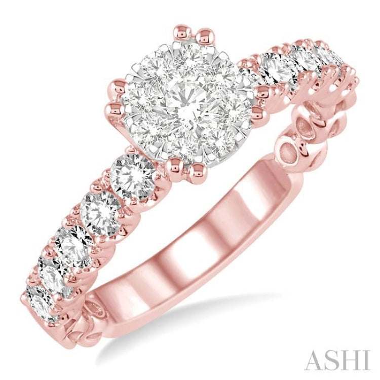 1 Ctw Diamond Lovebright Ring in 14K Rose and White Gold