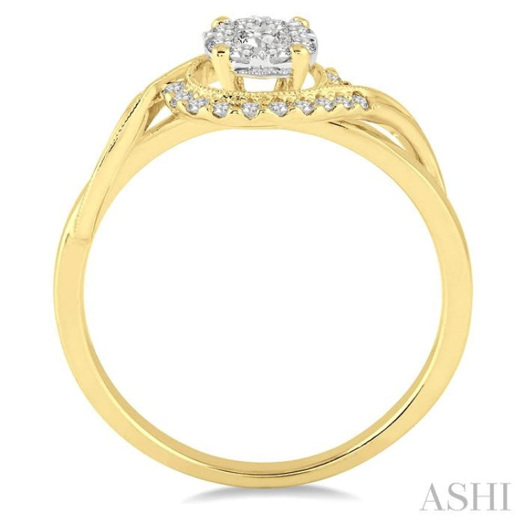 1/3 Ctw Round Cut Diamond Lovebright Engagement Ring in 14K Yellow and White Gold