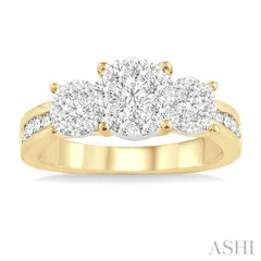 1 Ctw Lovebright Round Cut Diamond Ring in 14K Yellow and White Gold