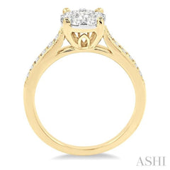 3/4 Ctw Lovebright Round Cut Diamond Engagement Ring in 14K Yellow and White Gold