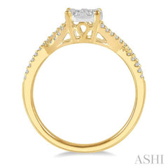 1/3 Ctw Lovebright Round Cut Diamond Engagement Ring in 14K Yellow and White Gold