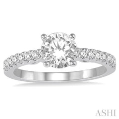 1/4 Ctw Round Shape Semi-Mount Diamond Engagement Ring in 14K White Gold