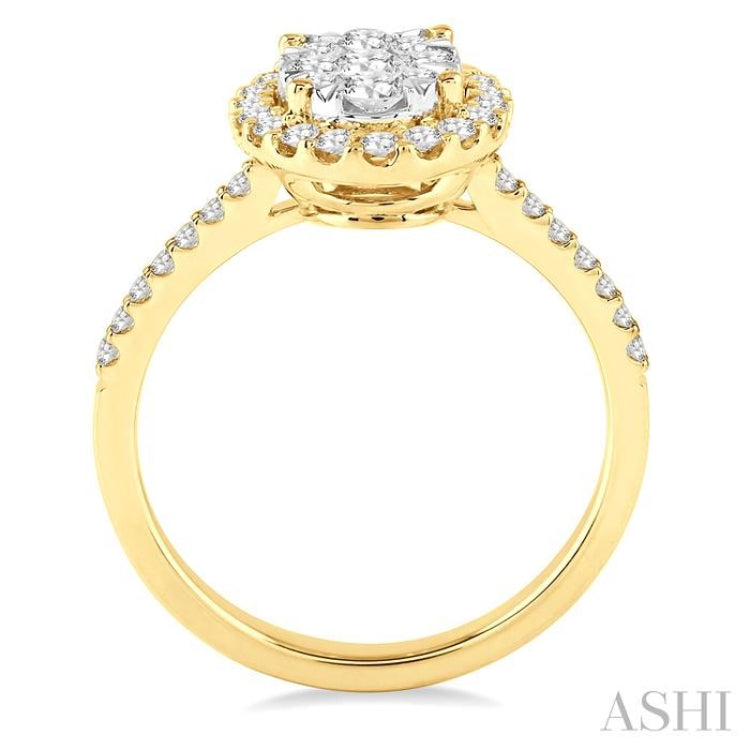 3/4 Ctw Oval Shape Diamond Lovebright Ring in 14K Yellow and White Gold