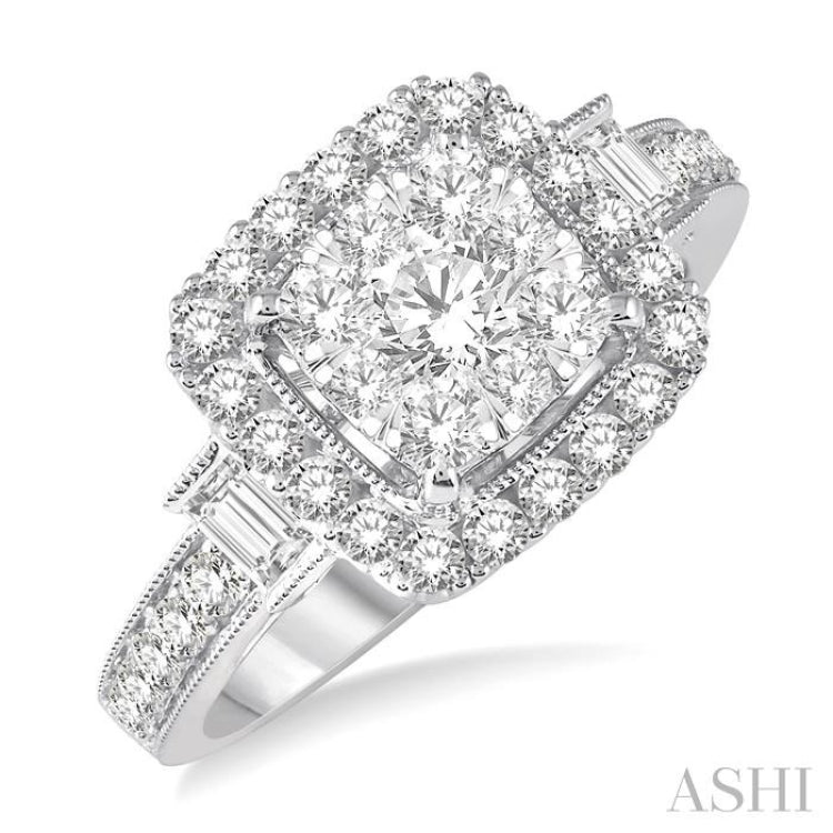 1 1/6 Ctw Diamond Lovebright Engagement Ring in 14K White Gold